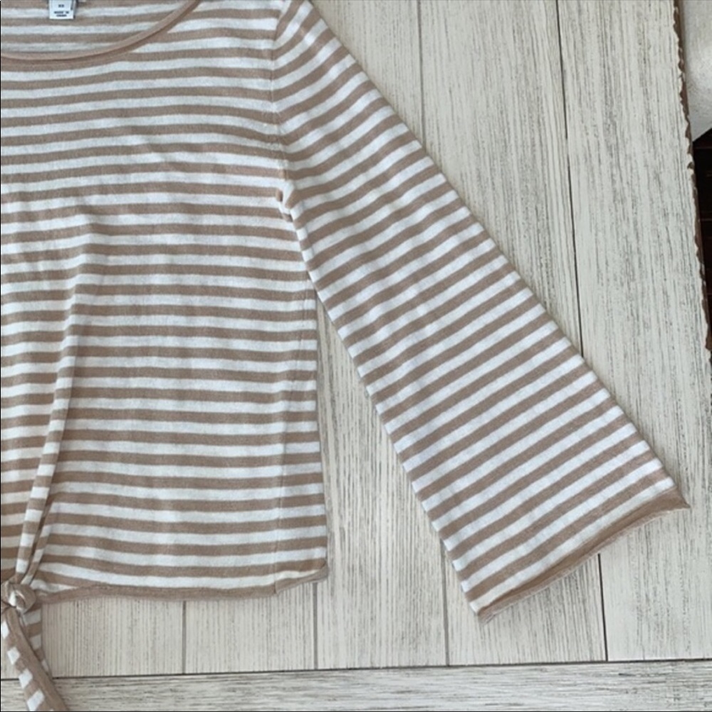 J.Crew Tan & White Striped Knit Top